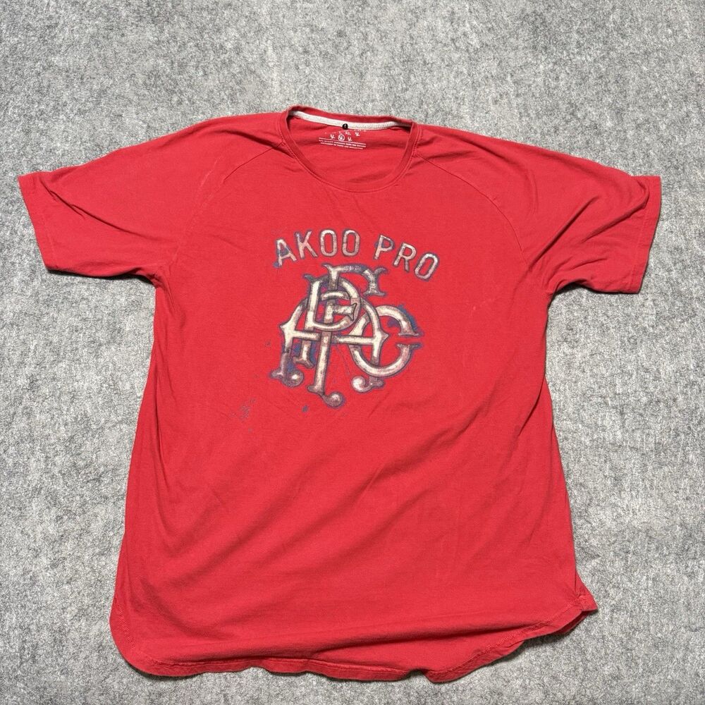 AKOO Shirt Mens 4XL Red Scoop Bottom Curved Hem Graphic Tee T-Shirt Streetwear
